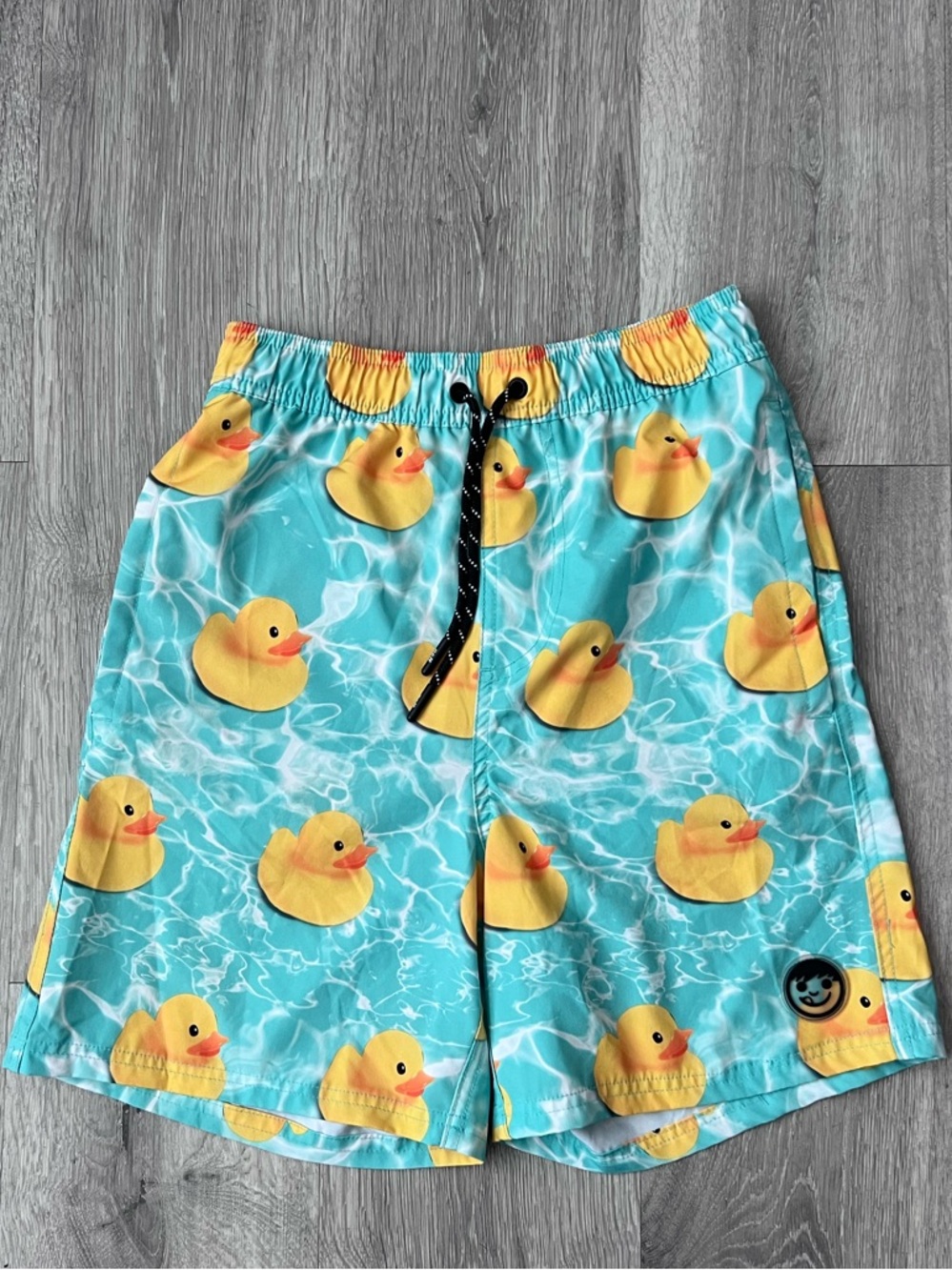 Neff Yellow Rubber Duck Swim Shorts on Aqua